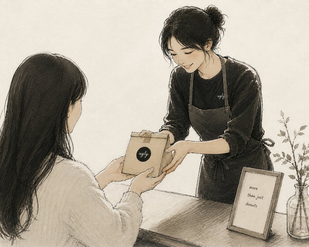 A team member handing a freshly packed bag to a guest